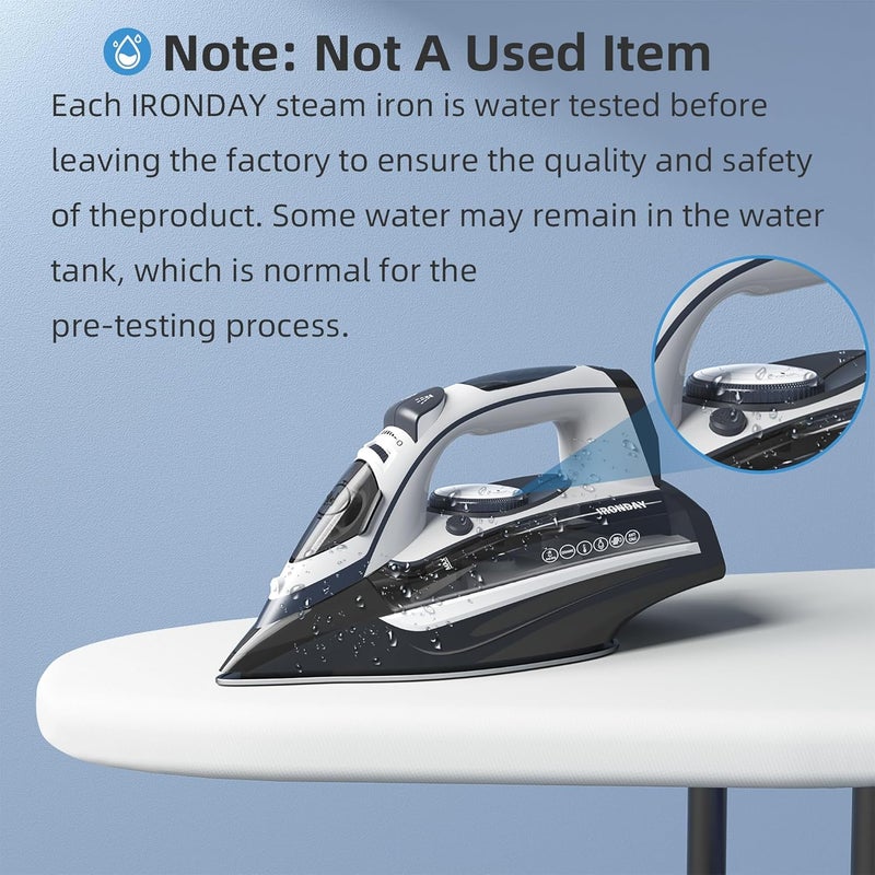 IRONDAY 1700W Steam Iron for Clothes 20s Fast Heat-up, Non-Stick Ceramic Soleplate, 14.07oz Large Water Tank, Auto-Off, Burst Steam, Self-Cleaning, roning Clothes for Home - Image 2